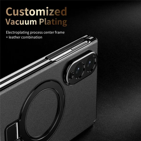 Samsung Galaxy Z Fold 8 Magnetic Case with Kickstand | PU Leather Coated PC Phone Cover | Tempered Glass Screen Protector