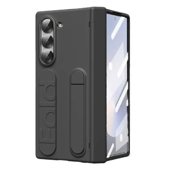 imgi_3_Blackownload_33_-_Copy.webp Samsung Galaxy Z Fold 6 Silicone Case with Strap & Kickstand | Hinge Protection Cover | Tempered Glass