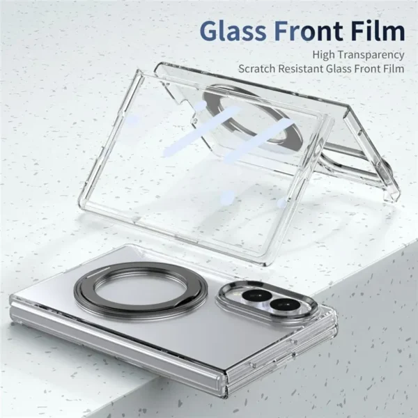 Samsung Galaxy Z Fold 8 Transparent Case with Rotating Metal Stand | Ravaka