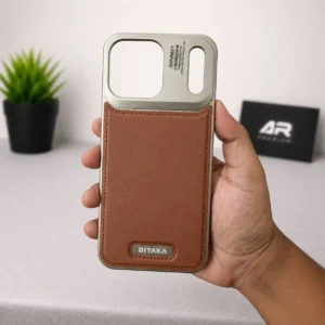 DIKATA Metal Frameless Aluminum Brown Leather Case for iPhone 17 Pro & 17 Pro Max | MagSafe Aroma Cover