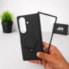 Samsung Galaxy Z Fold 8 Ultra Hard Leather Case with Metal Stand & Tempered Glass