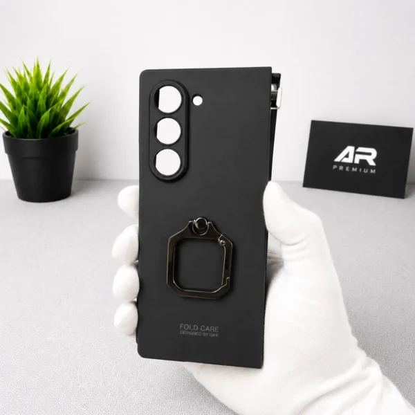 Samsung Galaxy Z Fold 6 Metal Ring Holder Case with 360° Rotating Kickstand Protective Armor Cover