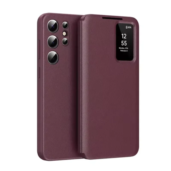 Samsung Galaxy S26 Ultra Smart View Wallet Case | PU Leather Smart Window Phone Cover