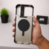 DIKATA Metal Frameless Aluminum Brown Leather Case for iPhone 17 Pro & 17 Pro Max | MagSafe Aroma Cover