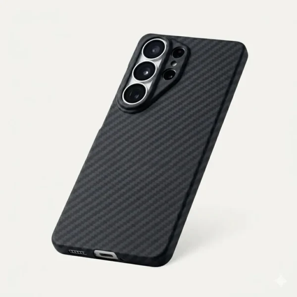 Samsung Galaxy S26 Ultra Carbon Fiber Texture Case Cover | Ultra Slim Lightweight Shockproof Back Cover Black