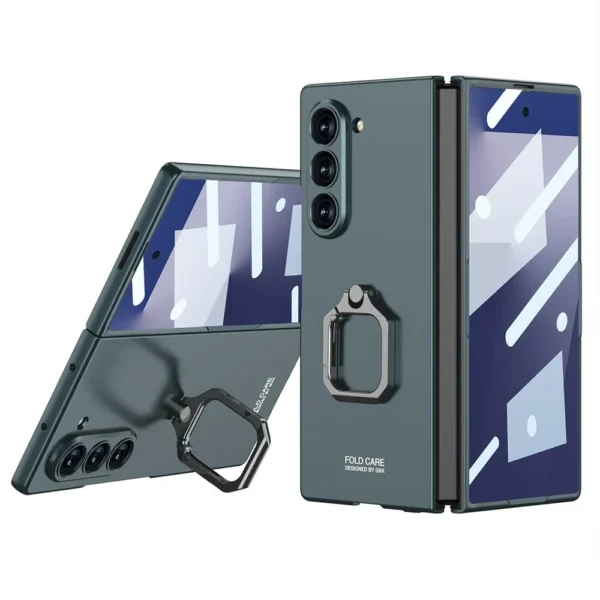 Samsung Galaxy Z Fold 6 Metal Ring Holder Case with 360° Rotating Kickstand Protective Armor Cover