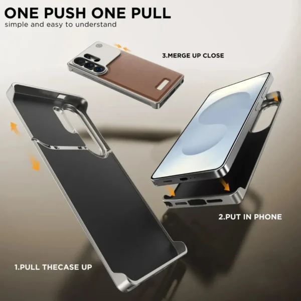 NJOYNY Aluminum Leather Case for Galaxy S26 Ultra | MagSafe Aroma Cover